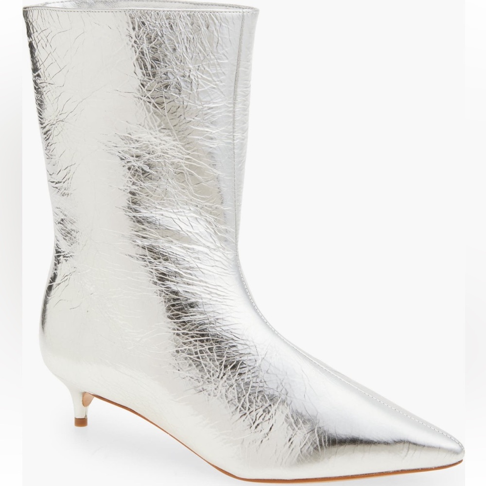 SCHUTZ Smashed Metallic Leather Booties